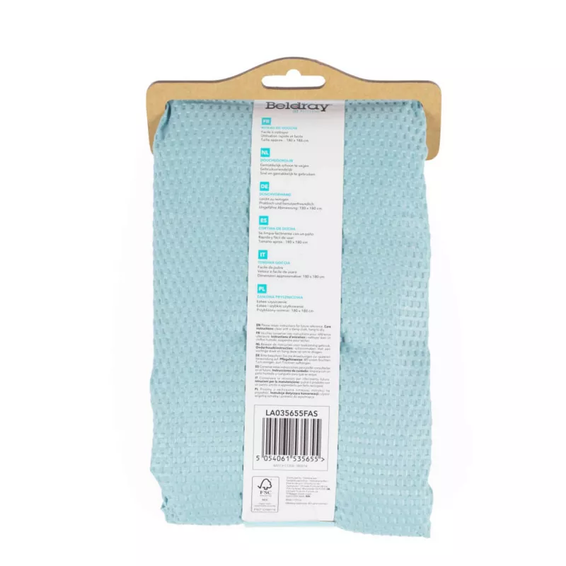 Beldray LA035655FAS Waffle Design Duschvorhang, blau
