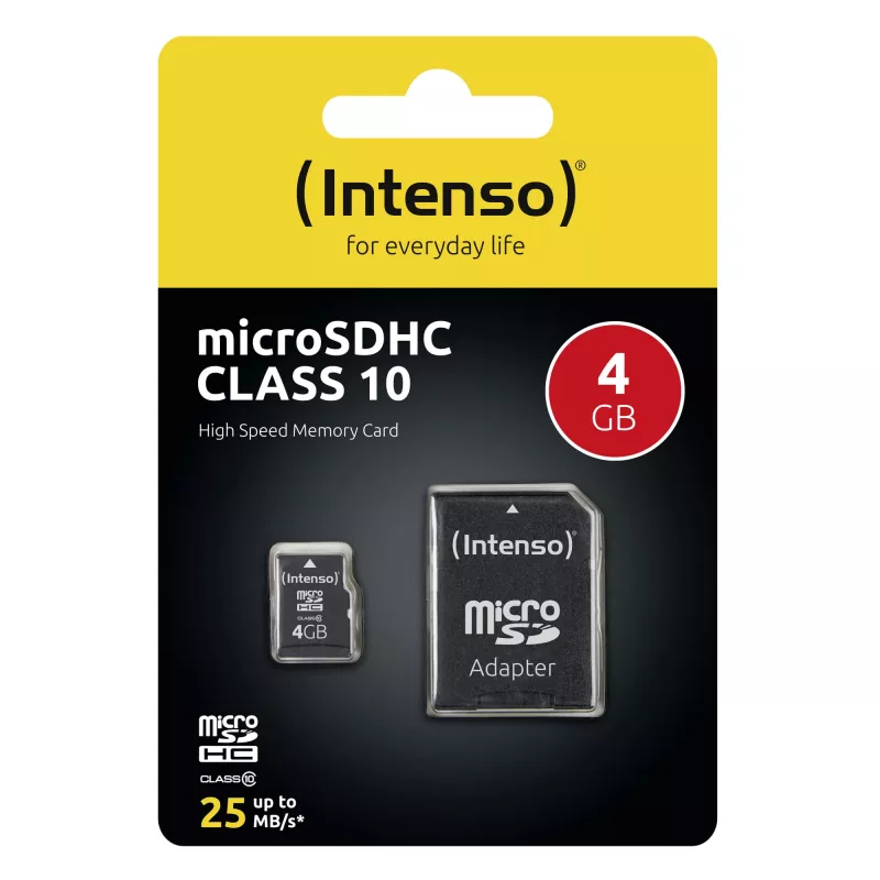 MEMORY MICRO SDHC 4GB C10/W/ADAPTER 3413450 INTENSO