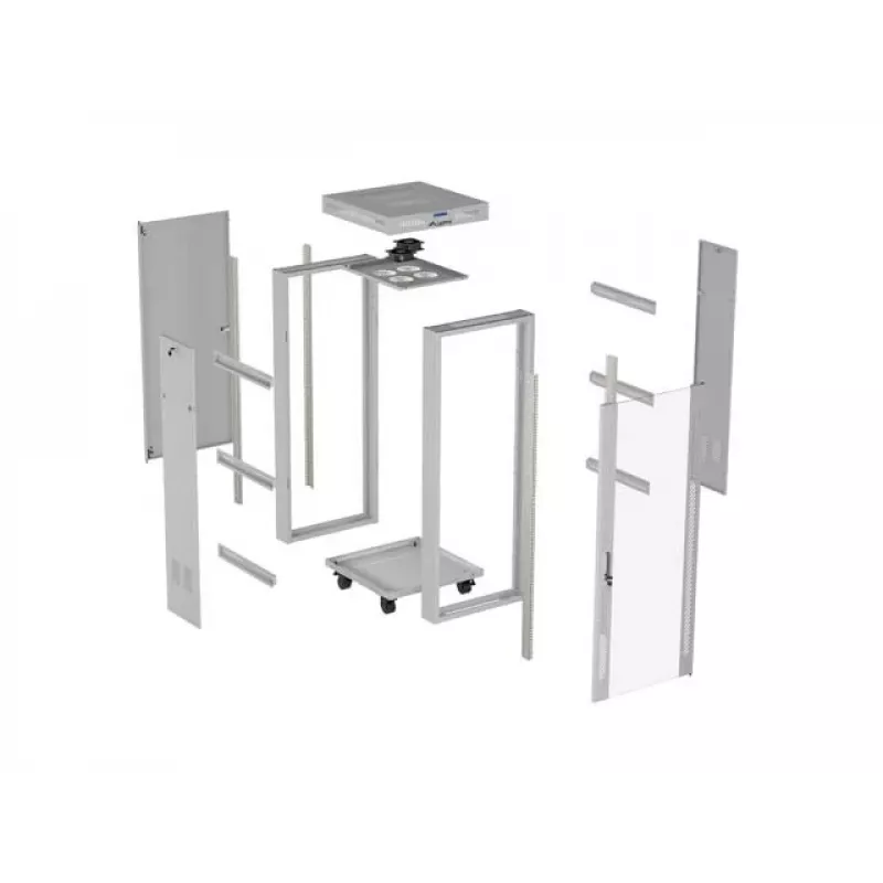 LANBERG 19 Zoll 32U Stand-Rack-Schrank 600×600 mm Grau mit perforierten Türen und LCD (flach Pack)