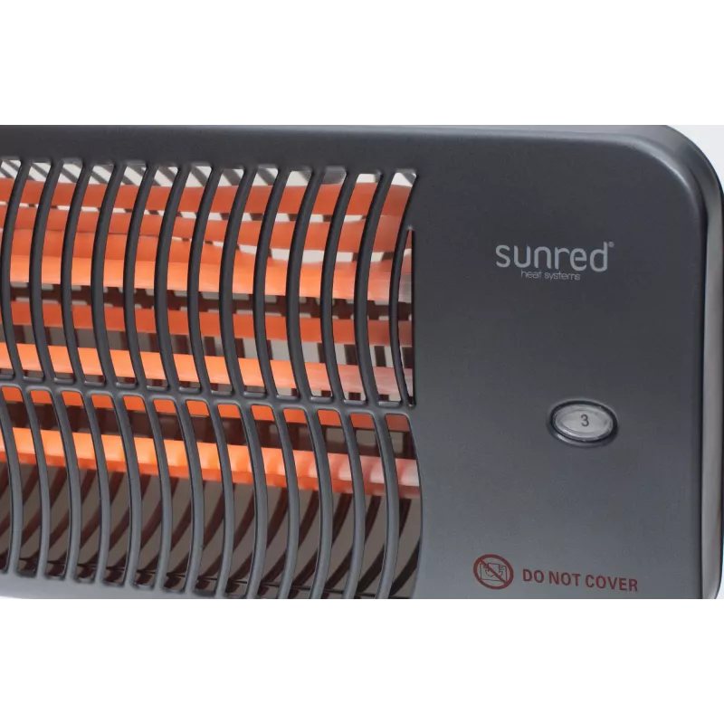 Quarz-Elektroheizstrahler SUNRED LUG-2000W — 2000 W, Quarzglaselement, für den Außenbereich, Wandmontage, IP24, schwarz