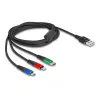 DeLOCK 90156 USB-Ladekabel 3-in-1, Type-A auf Lightning / Micro USB / USB Type-C, 2 m, Mehrfarbig