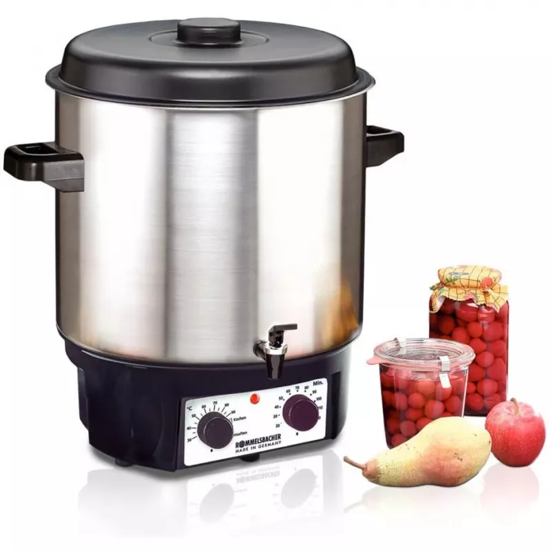 Rommelsbacher KA 2004/E Glühwein- und Einkochautomat mit Ablasshahn, 27 L, Edelstahl