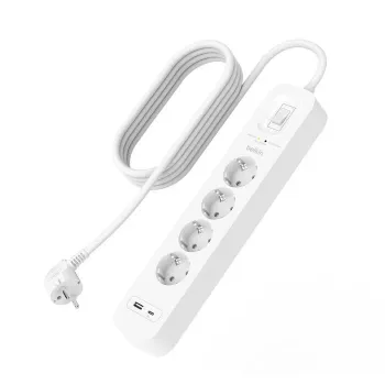 Überspannungsschutz Belkin SRB001VF2M-V2 — 4 Steckdosen, USB-C- und USB-A-Anschlüsse, 2 m Kabel
