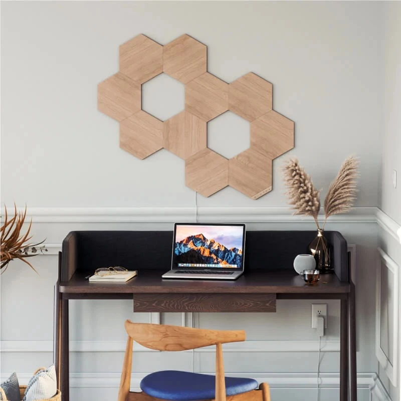Nanoleaf | Elements Wood Look Hexagons Starter Kit (13 Panels) | Kaltweiß + Warmweiß