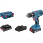Bosch GSR 18V-21 Professional 06019H1008 Akku-Bohrschrauber, 18 V, 55 Nm, 13-mm-Bohrfutter, inkl. 2 Akkus, blau/schwarz