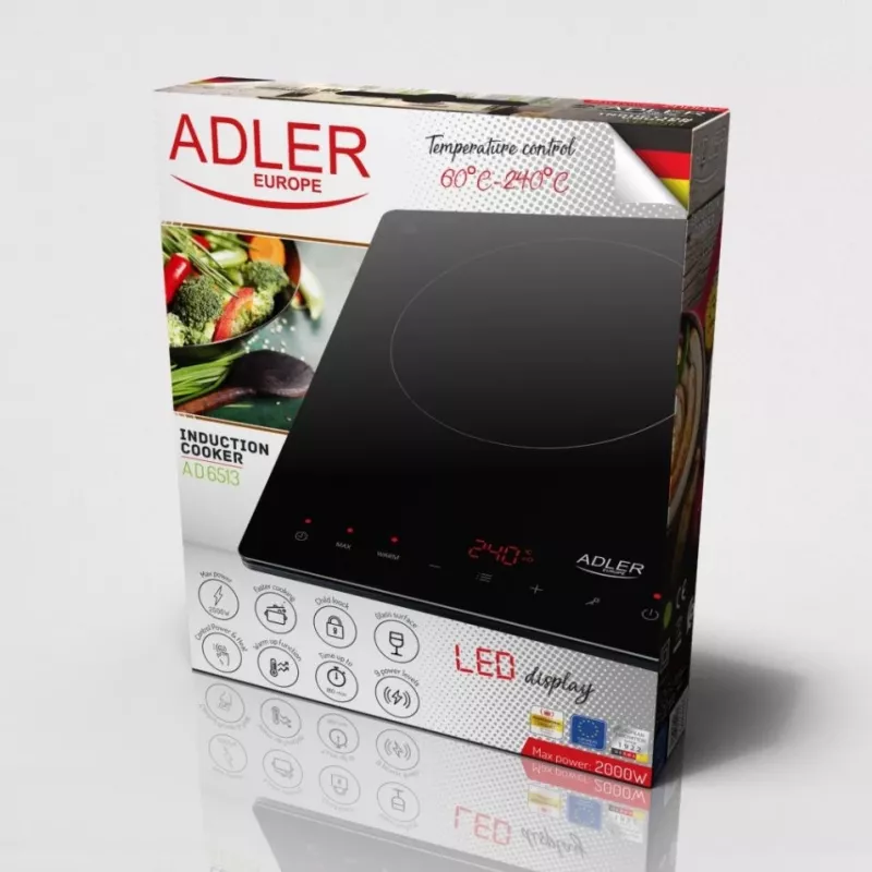 Adler AD 6513 Kochfeld Schwarz Tischgerät 29 cm Zone Induktionskochfeld 1 Zone(n)