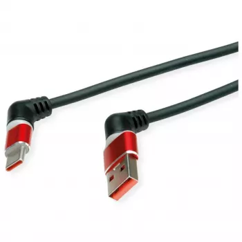 ROLINE USB 2.0 Kabel Typ-C - Typ-A ST/ST 360° Rotation schwarz Rot 1 m 11.02. - Kabel - Digital/Daten