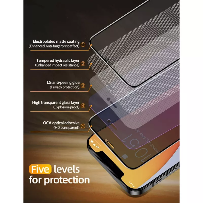 NEVOGLASS 3D PRIVACY, Schutzfolie transparent, iPhone 17 Pro / 16 Pro