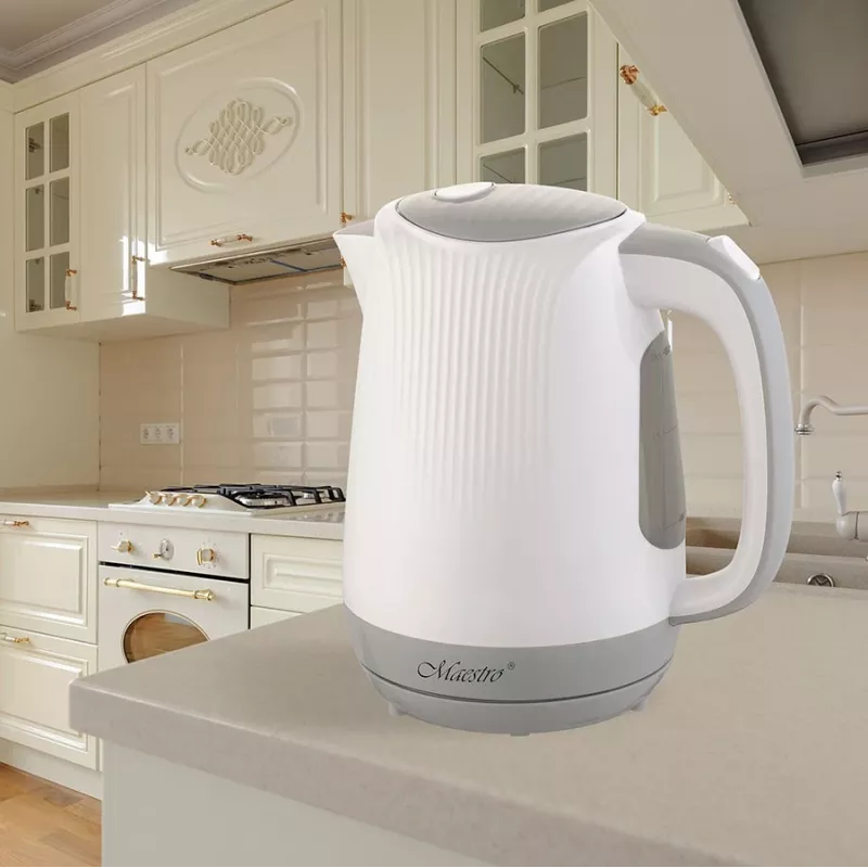 Feel-Maestro MR042 weißer Wasserkocher 1,7 L Grau, Weiß 2200 W