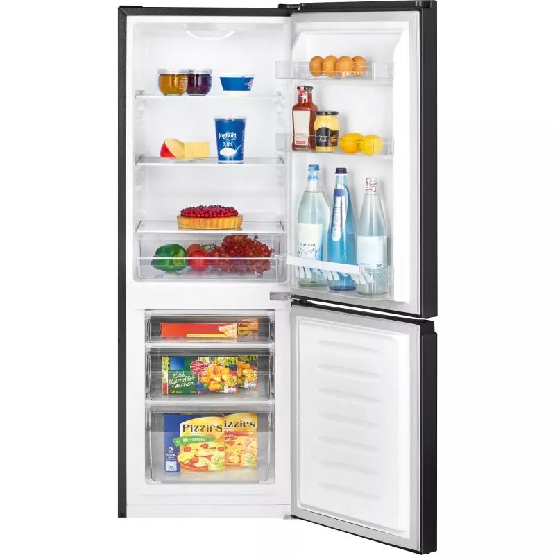Freistehender Kühlschrank BOMANN KG 320.2, 165 l Gesamtvolumen (Kühlteil 122 l, Gefrierteil 43 l), Schwarz, Energieklasse E, 143 cm