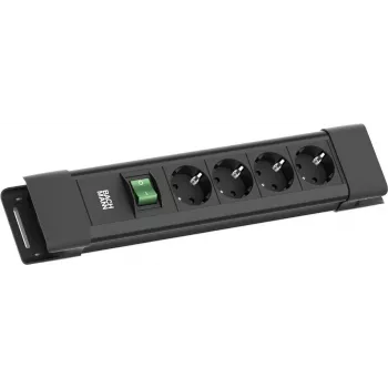 Bachmann CONNECTUS 4xCEE7/3 1x Schalter 2,0m CEE7/7 Schwarz (BM005913)