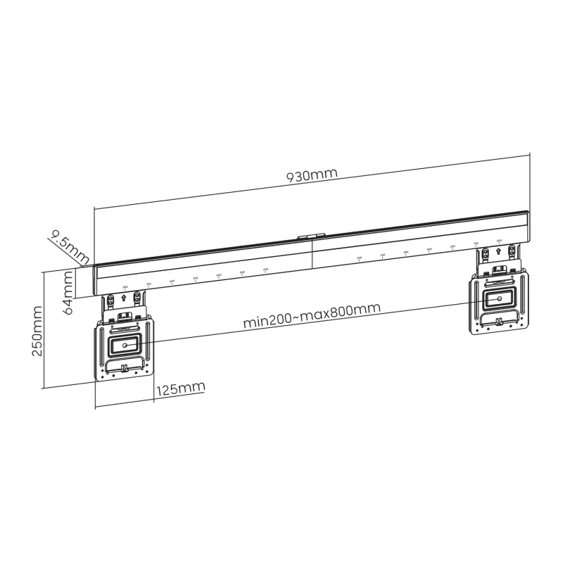 Sbox PLB-1948 feste TV-Wandhalterung, 43-100 Zoll, bis 75 kg, VESA 800x600