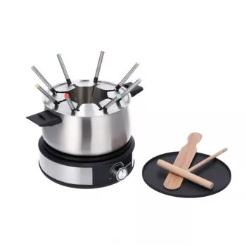 Severin FO 2471 Fondue- und Crêpe-Kombination, Schwarz/Edelstahl