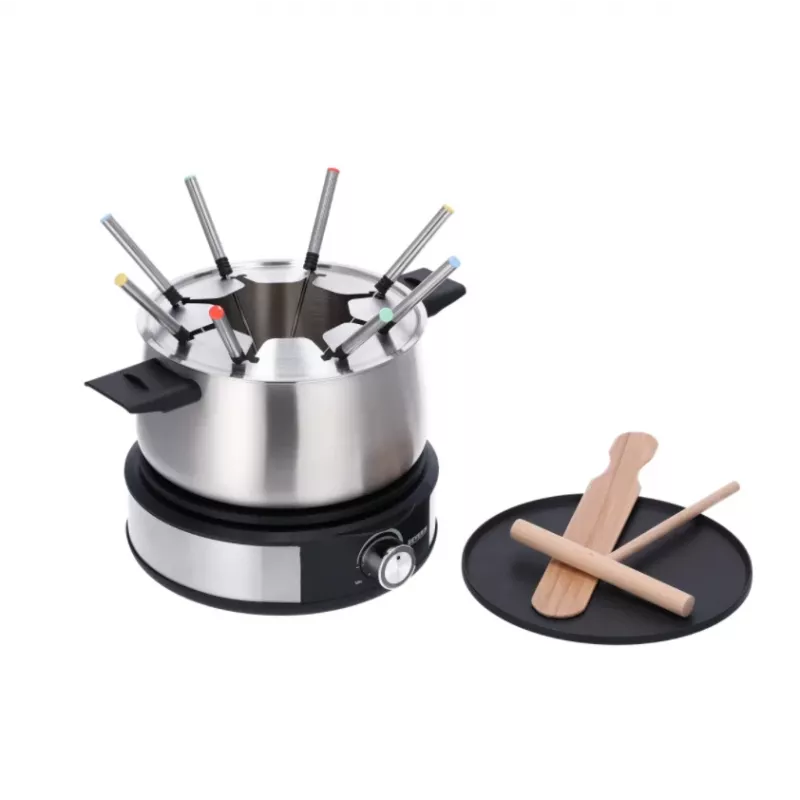 Severin FO 2471 Fondue- und Crêpe-Kombination, Schwarz/Edelstahl