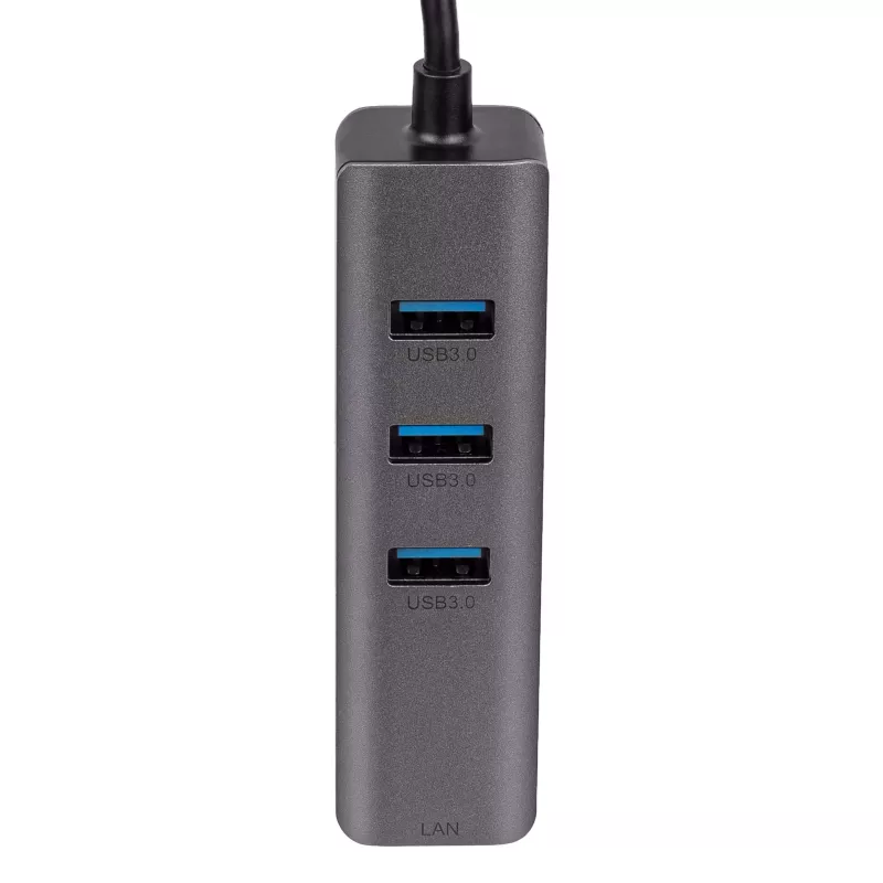 Akyga AK-AD-66 USB-C-Hub mit 3x USB 3.0 und Gigabit-Ethernet, 15 cm, schwarz