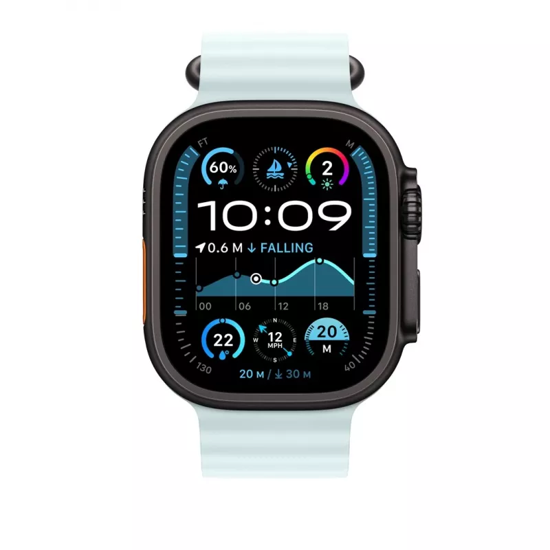 Apple 49mm Ice Blau Ocean Armband – Schwarz Titanium Finish