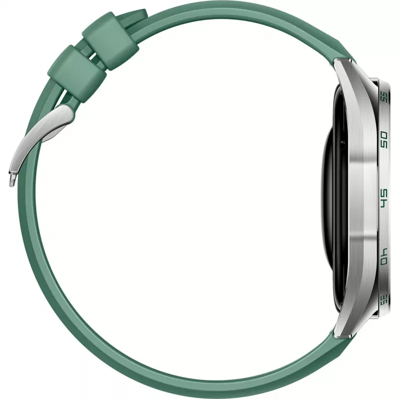 Huawei WATCH GT 6 46 mm Smartwatch, 1,47" AMOLED 466 x 466, Touchscreen, GPS, 64 GB, Edelstahlgehäuse, grünes gewebtes Armband