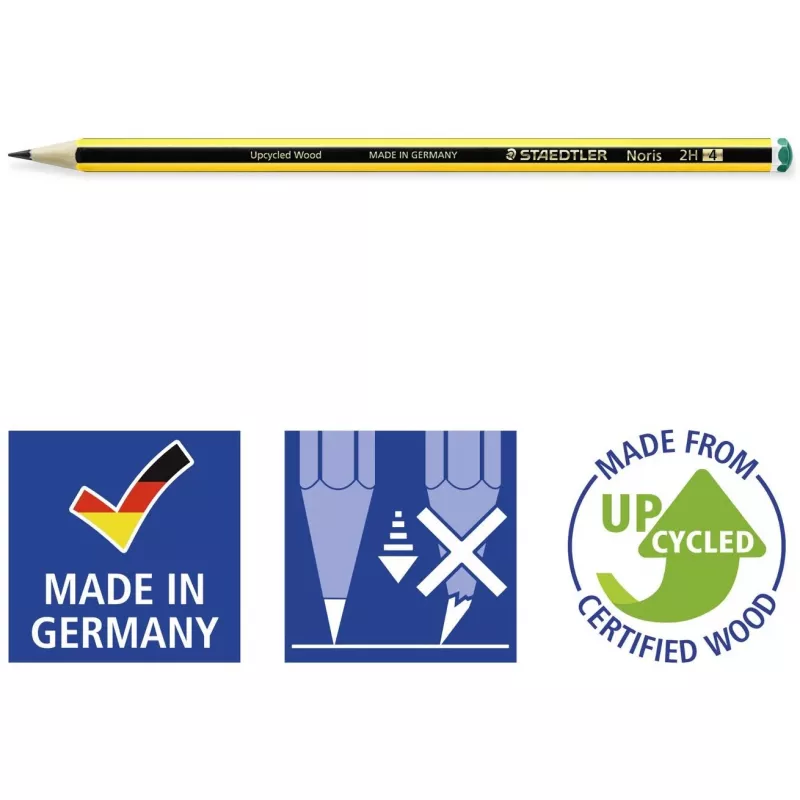 Staedtler Noris 120 2H Bleistifte, 12 Stk., Schwarz/Gelb
