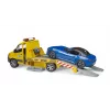 Bruder MB Sprinter Autotransporter mit Light & Sound Modul, orange/blau, inkl. Roadster