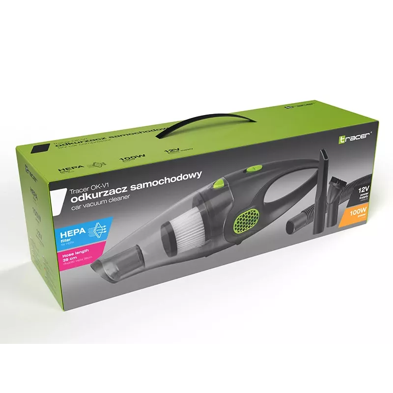 Tracer OK-V1 Autostaubsauger, 100 W, 12 V, Schwarz