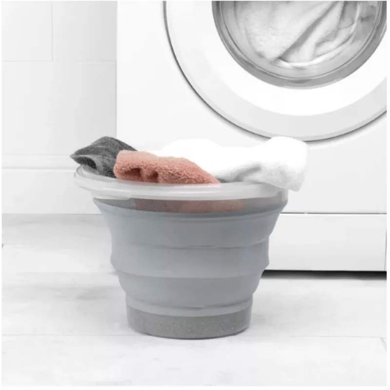 Faltbarer Eimer Beldray LA084354GRYBEU7 10 L, faltbarer Silikonkörper, Glitzer-Design