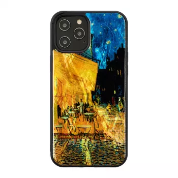 Schutzhülle iKins für Apple iPhone 12 / 12 Pro – schwarz, Design Café Terrace