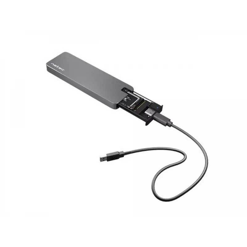 Natec Rhino NKZ-1953 M.2-NVMe-SSD-Gehäuse, USB-C 3.2 Gen 2 10 Gbit/s, M.2 2230/2242/2260/2280, bis zu 2 TB, Aluminium
