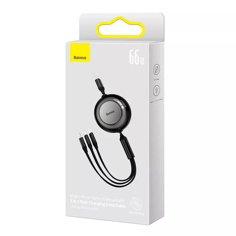 Baseus CAMJ010101 Bright Mirror 2 Serie 3-in-1-USB-Kabel, 66 W, 1 m, Schwarz