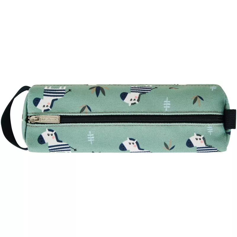 Weiches Federmäppchen Herlitz Quattro Crazy Zebra Polyester Schwarz Grün Weiß 215x70x80mm