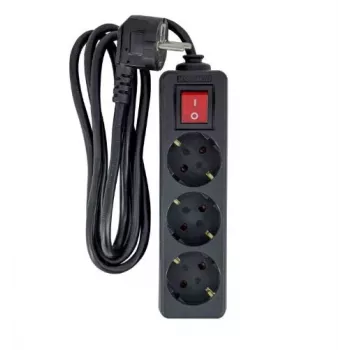 Power-Verlängerungskabel MicroConnect MC-GRU0033BS, 3 m, 3× Typ-F-Steckdosen, 230 V 16 A, innen, schwarz