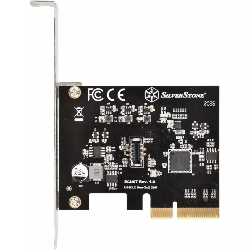 SilverStone SST-ECU07 PCIe-3.0-x4-USB-3.2-Gen-2x2-Adapterkarte, 1x interner USB-C, Low Profile