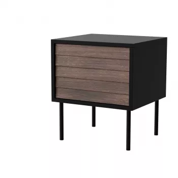 Nachtschrank, 2 Stk. CORTINA 45x40x51 schwarz/Walnuss