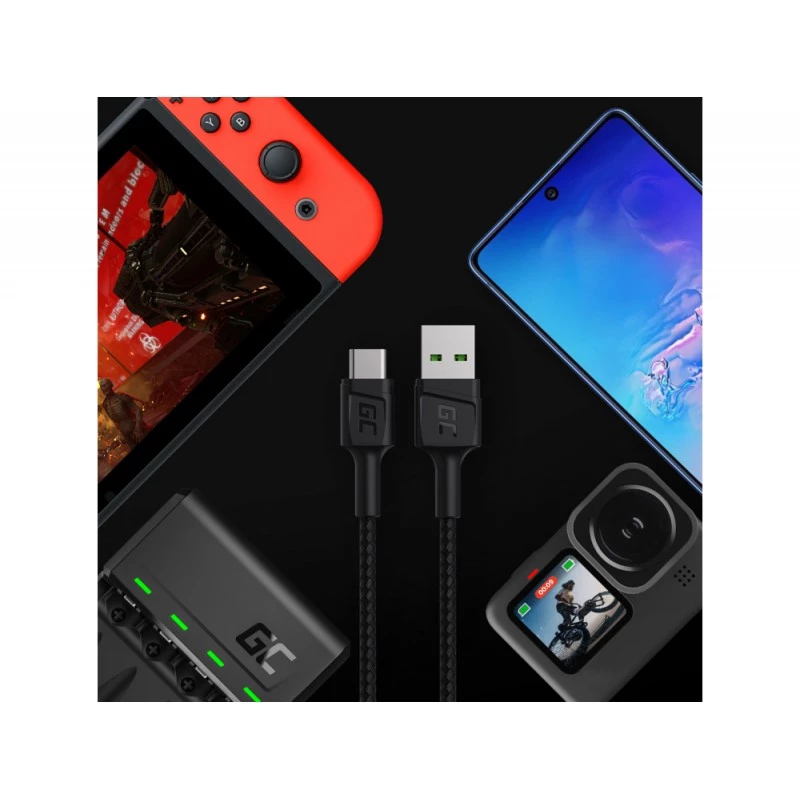 USB-Kabel Green Cell KABGC22 USB 2.0 1,2 m USB A USB C Schwarz