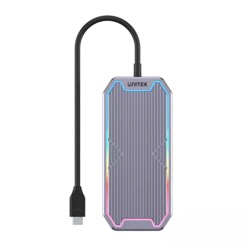Unitek uHUB S7+ D1029A USB-C-Hub, USB 3.2 Gen 2 10 Gbps, HDMI 2.0, Gigabit-RJ45, 3,5-mm-Audio, 100 W, grau