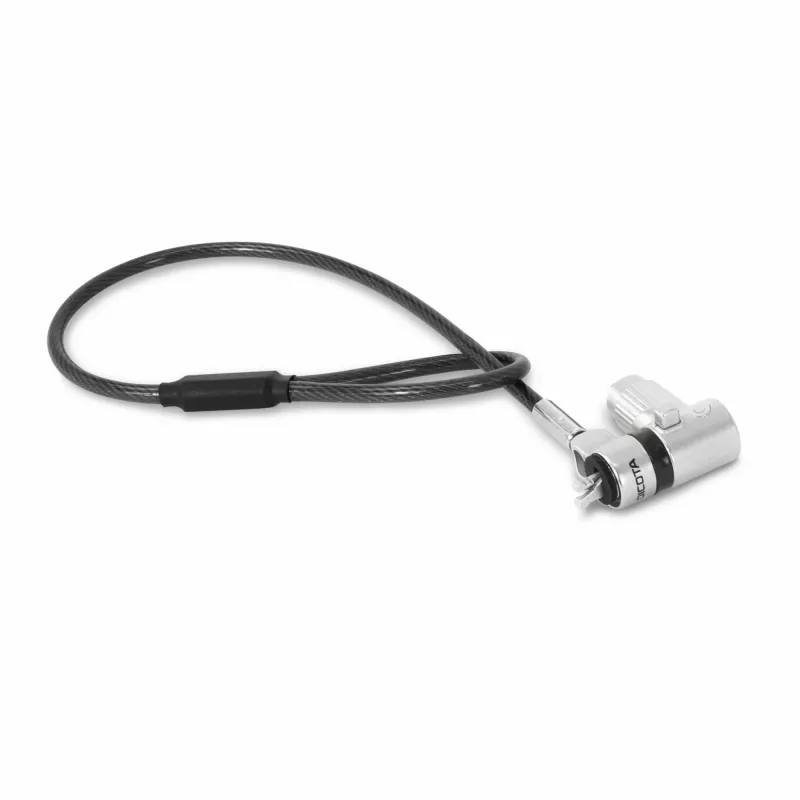DICOTA D32068 Universal Mini Laptop-Kabelschloss, 0,3 m, 3 austauschbare Köpfe, Silber