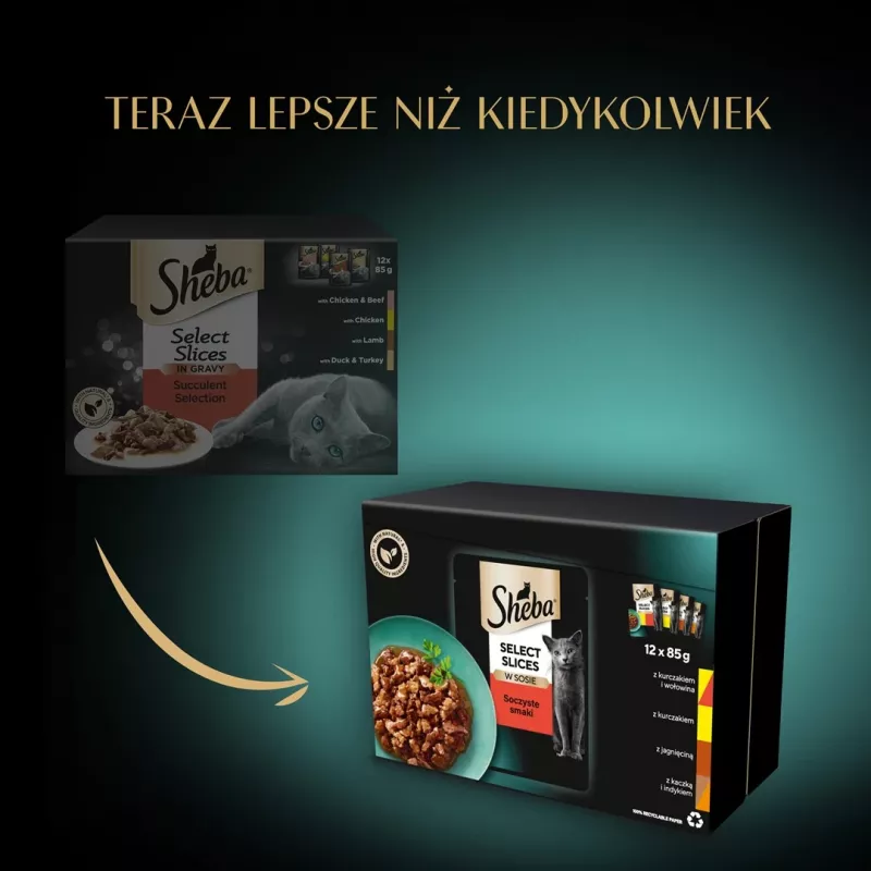 Sheba Selection in Sauce Juicy Flavours Nassfutter für Katzen, 12 x 85 g