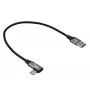 Akyga AK-USB-58 gewinkeltes USB-C auf USB-A Kabel, 30 cm, 60 W, geflochten, Schwarz