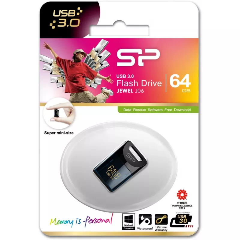 Silicon Power Jewel J06 SP064GBUF3J06V1D 64 GB USB-Stick, USB 3.2 Gen 1 (USB 3.0), Dunkelblau
