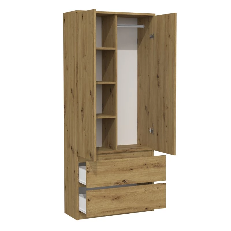 Topeshop SZAFA MALWA ART bedroom wardrobe/closet 5 shelves 2 Tür(s) Eiche