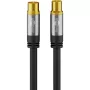 Goobay TV-Antennenkabel (135 dB Typ), 4-fach geschirmt, 5 m, Schwarz – vergoldet, Koax-Buchse > Koax-Stecker (70384)