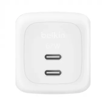 Indoor AC-Schnellladegerät Belkin WCH020KQWH — 2× USB‑C, weiß, integrierter Schutz