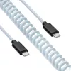 Akyga AK-USB-49 Aviator-Spiralkabel USB-C auf USB-C mit GX16-Stecker, USB 2.0, 3 m, Weiß