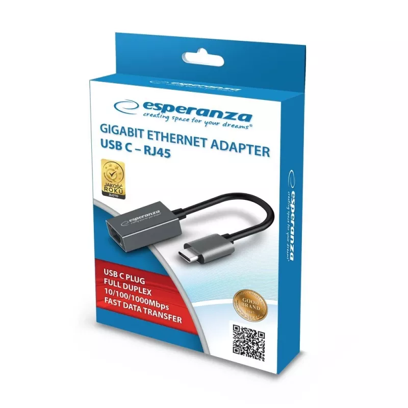 Esperanza ENA102 USB-C auf RJ45 Gigabit-Ethernet-Adapter