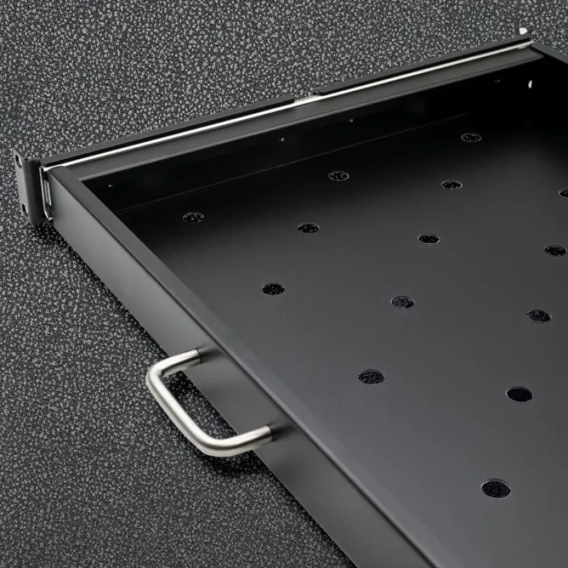Qoltec 54509 Schiebeboden aus Stahl für Rack, 600x600, Schwarz