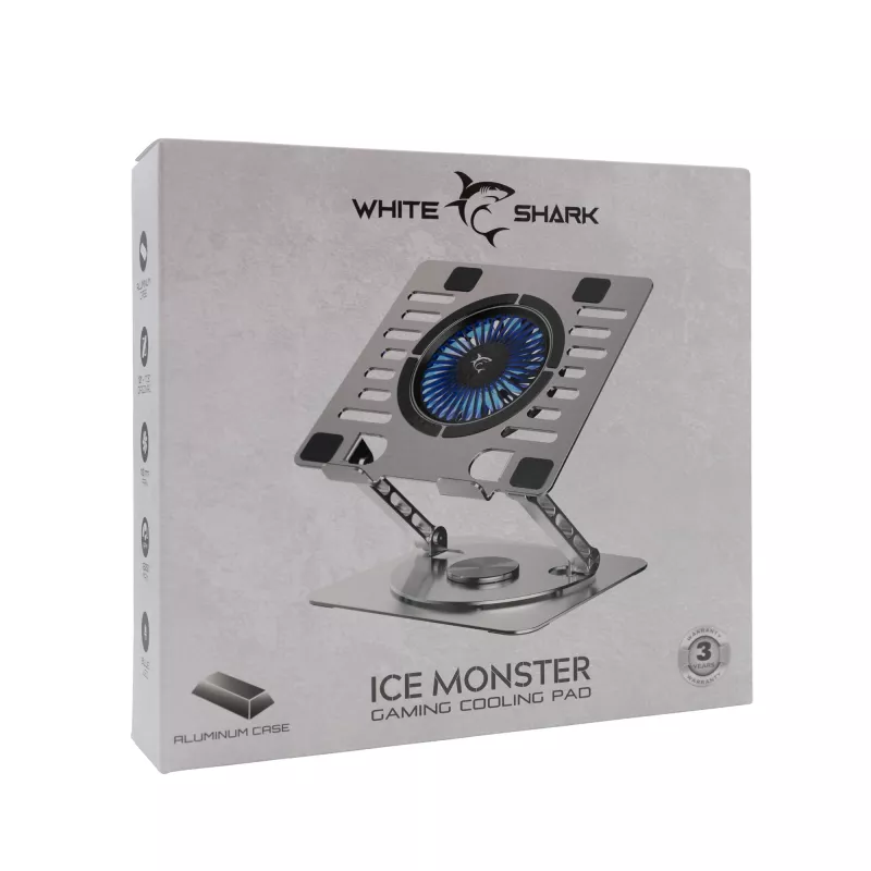White Shark GCP-16 Ice Monster Laptop-Kühlpad, bis zu 17,3 Zoll, LED, grau