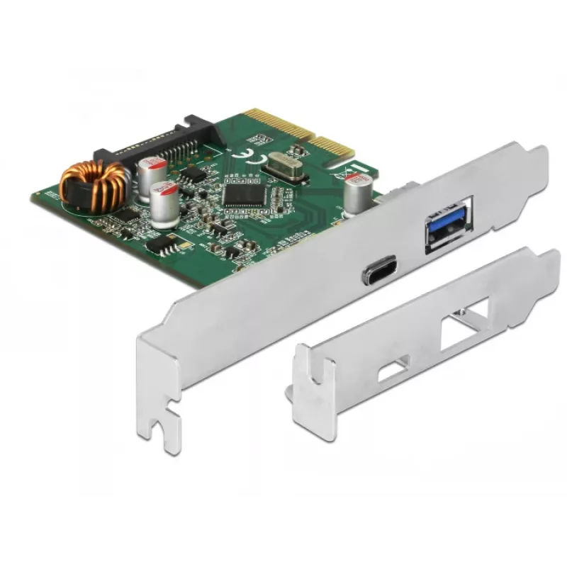 DeLOCK 90299 PCIe x4 Karte, 1x USB Type-C + 1x USB Type-A, USB 3.2 Gen 2 (10 Gbps)