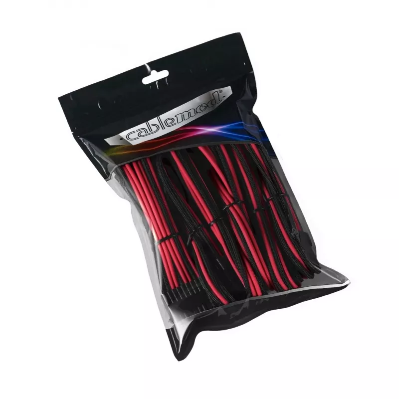 CableMod PRO ModMesh CM-PCAB-BKIT-NKKR-3PK-R Verlängerungskabel-Set, Schwarz/Rot
