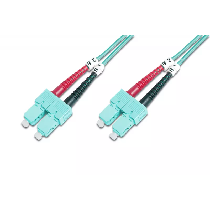 DIGITUS Professional - Patchkabel - SC Multimode (M) zu SC Multimode (M) - 2 m - Glasfaser - 50/125 Mikrometer - OM3 - halogenfrei - aquamarin
