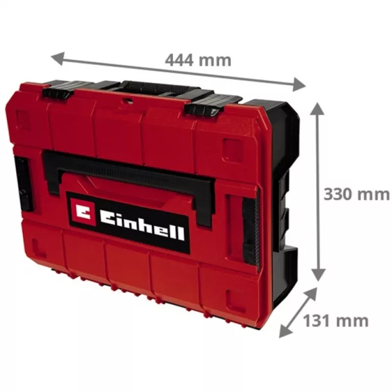 Einhell 4540019 E-Case S-F Systemkoffer mit Rasterschaumstoff, spritzwassergeschützt, Polypropylen, 25 kg Tragelast, Schwarz/Rot