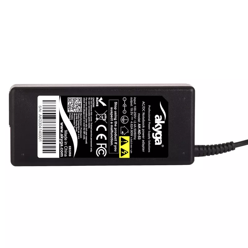 Akyga AK-ND-53 Notebook-Netzteil 19,5 V / 4,62 A, 90 W, 4,5 x 3,0 mm Stecker mit Pin, für Dell